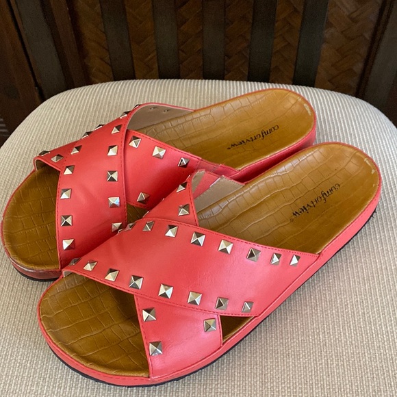 COMFORTVIEW - Gia Studded Sandal Coral 11W - Picture 4 of 7